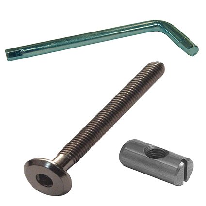 Pack of 4 38mm BRONZE CONNECTING BED BOLTS WITH A 14MM CENTRE DOWEL & HEXAGON ALLEN KEY