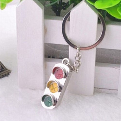 TRAFFIC LIGHT KEYRING WITH SILVER FINISH