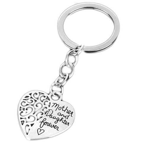 SILVER FINISH MOTHER AND DAUGHTER FOREVER KEYRING CHARM HANDBAG KEYCHAIN