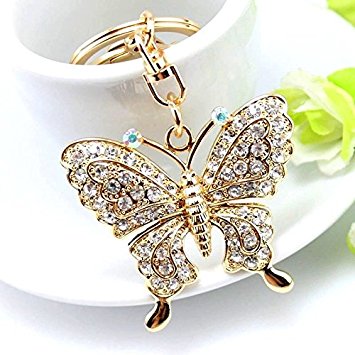 GOLD CRYSTAL BUTTERFLY KEYRING
