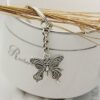 SILVER FINISH BUTTERFLY KEYRING