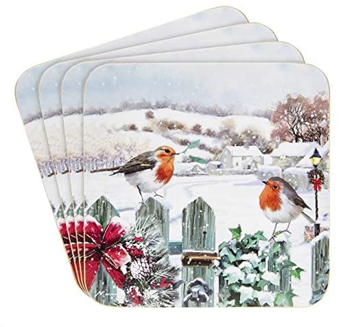 Christmas Robins Coasters (Set of 4)