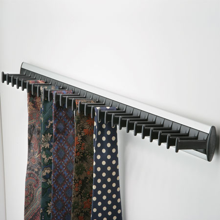 Wardrobe rail hanging tie rack Black and Silver