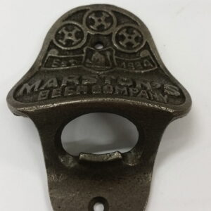 Antique style cast iron wall mounted bottle opener embossed Marston's Beer Company