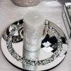20cm Round Diamante Mirrored Crystal Candle Plate