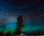 Starry night sky with the breathtaking Northern Lights, perfect for display in an LED Box Frame with dynamic lighting effects.