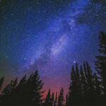 Stunning Milky Way galaxy with starry sky and silhouette of trees, captured in a captivating LED Box Frame.