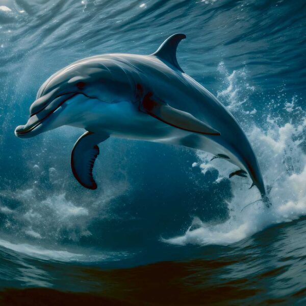 A playful dolphin leaping out of the water, captured in mid-air, adding a touch of oceanic beauty to your LED Box Frame collection.