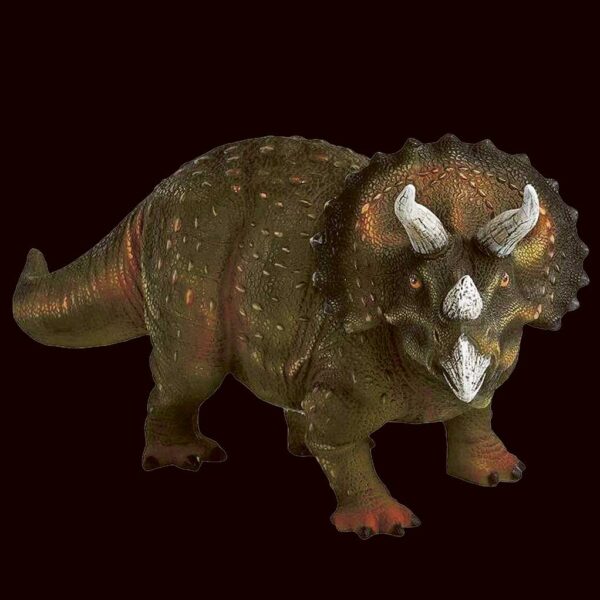 A highly detailed 3D model of a Triceratops dinosaur with distinct horns and frill, captured in a realistic pose.
