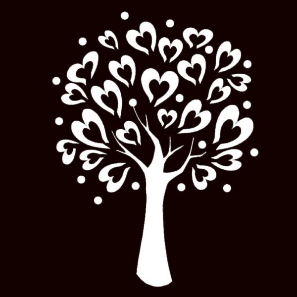 Elegant heart-shaped tree design on a dark background, symbolizing love and unity, perfect for showcasing in an eco-friendly LED Box Frame.
