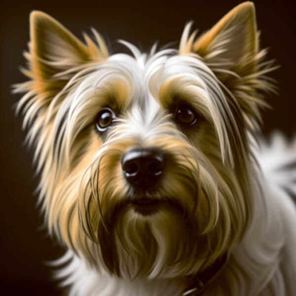 Australian Silky Terrier dog portrait illuminated in an LED Box Frame, bringing warmth and elegance to your home decor.