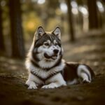 Alaskan Malamute dog in a serene outdoor setting, beautifully showcased in a customizable LED Box Frame.