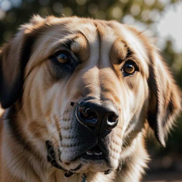 Close-up portrait of an Anatolian Shepherd dog with expressive eyes, displayed in an elegant LED Box Frame.