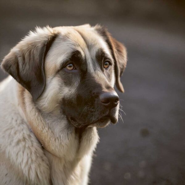 Close-up portrait of a beautiful Anatolian Shepherd dog, captured in an LED Box Frame with customizable lighting.