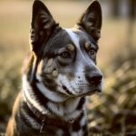Australian Cattle Dog gazing into the distance, displayed in a custom LED Box Frame with modern design.