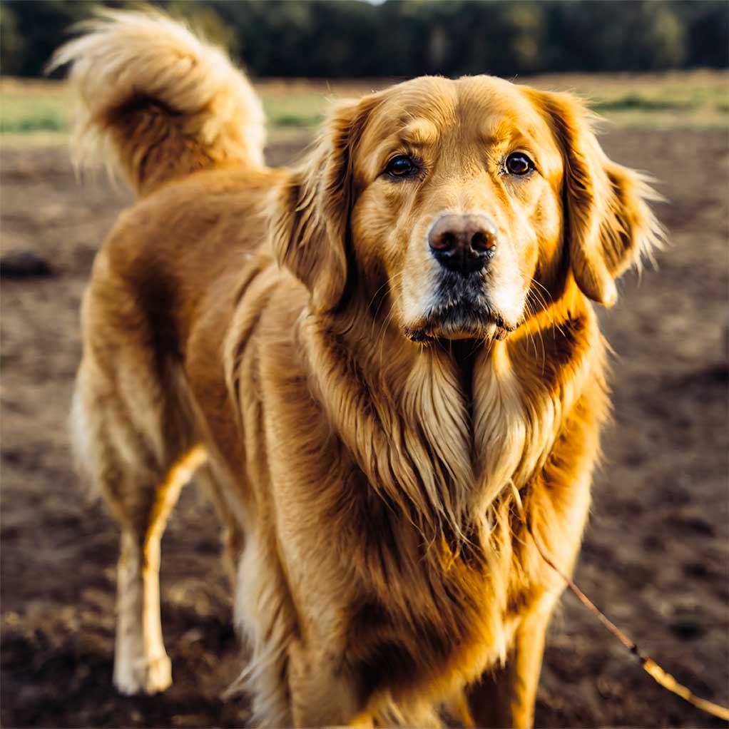 A Golden Retriever in a natural outdoor setting, captured beautifully and enhanced with an energy-efficient LED Box Frame that creates a customizable eco-lit display.