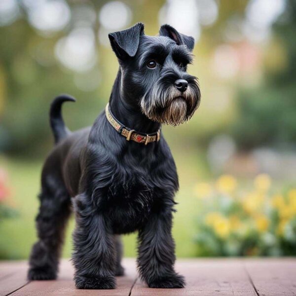 A charming image of a Schnauzer dog in nature, displayed in an energy-efficient LED Box Frame that enhances the details of its coat and expressive face.