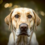 Close-up portrait of a Labrador dog with a soft bokeh background in an energy-efficient LED Box Frame, perfect for home decor.