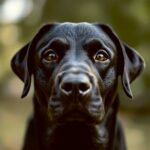 Labrador dog portrait with striking eyes, presented in a modern, energy-efficient LED box frame for home decor.