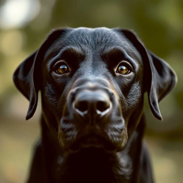 Labrador dog portrait with striking eyes, presented in a modern, energy-efficient LED box frame for home decor.