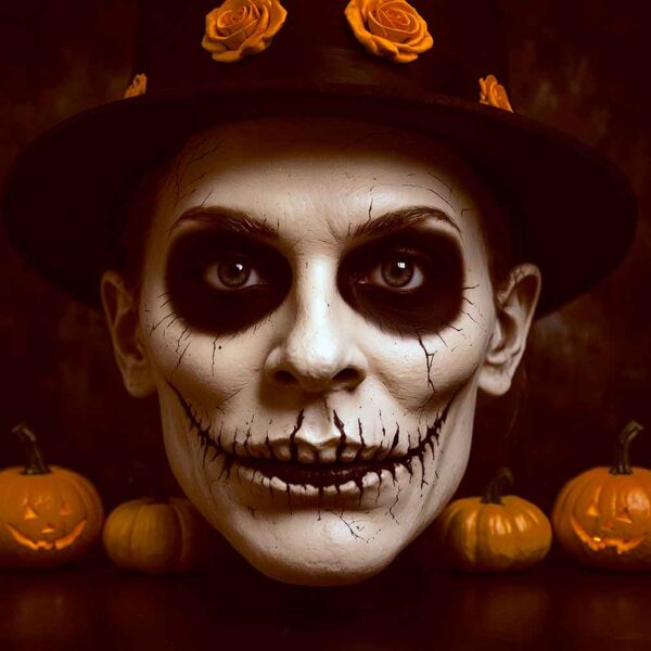 Halloween LED Box Frame 01 – Pumpkin Skull Gentleman