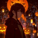 Halloween LED Box Frame 10 – Haunted Pumpkin Garden Girl